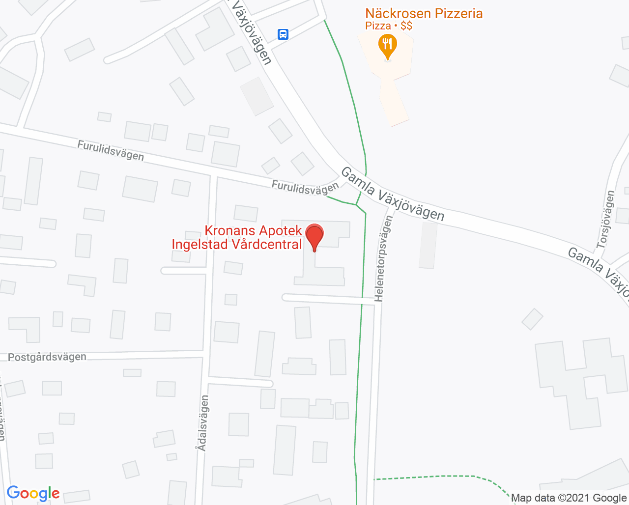 Karta till Vårdcentralen Ingelstad, Ingelstad