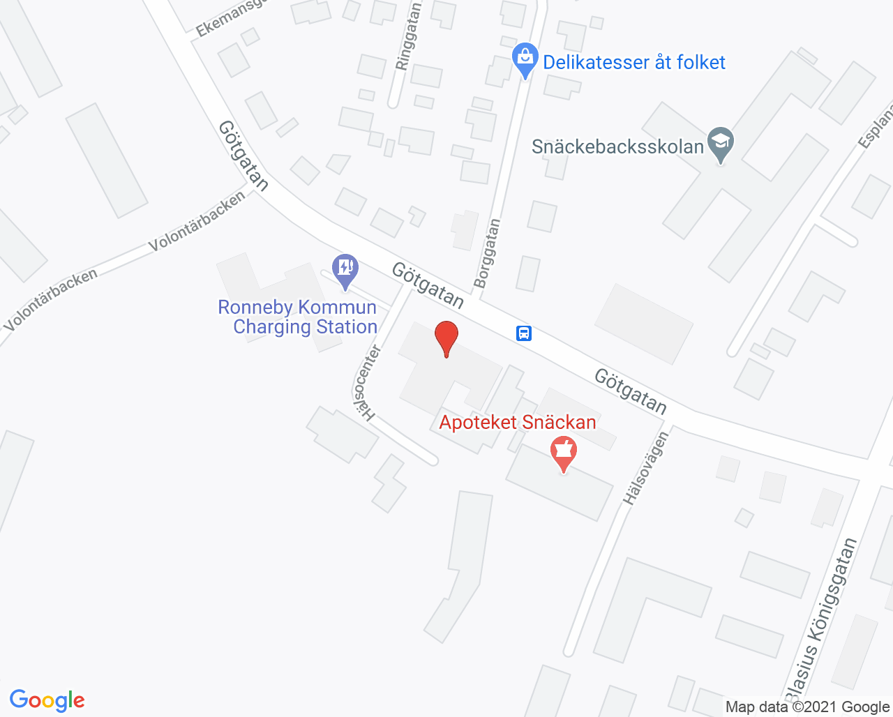 Karta till Ronneby vårdcentral