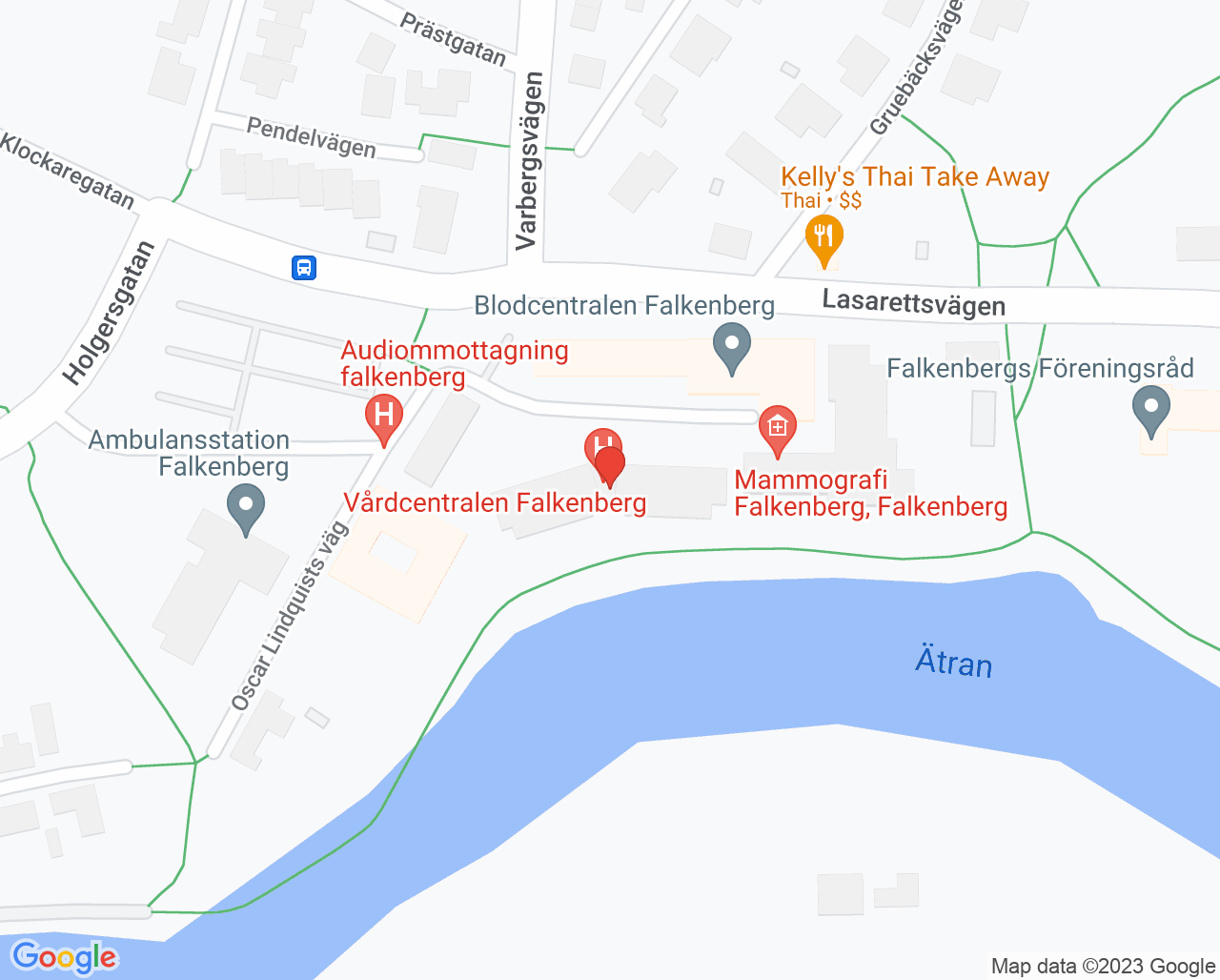 Karta till Neurorehabiliteringen Falkenberg