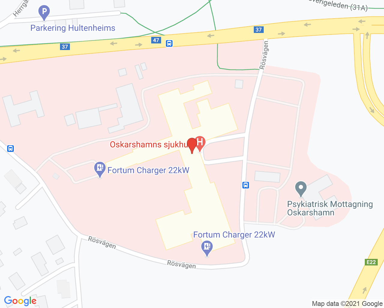 Karta till Dietistmottagningen Oskarshamn