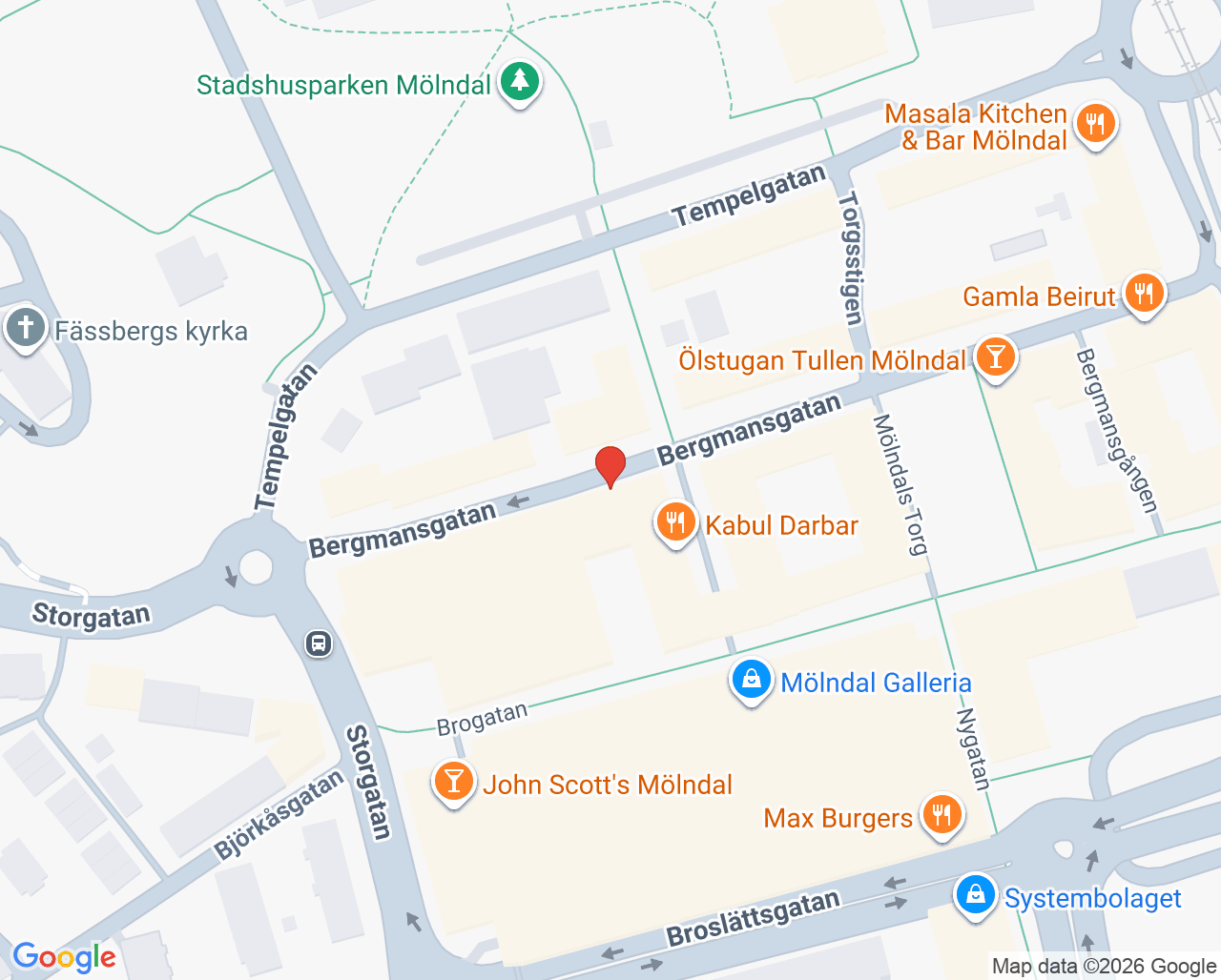 Karta till Capio Rehab Mölndal, Mölndal