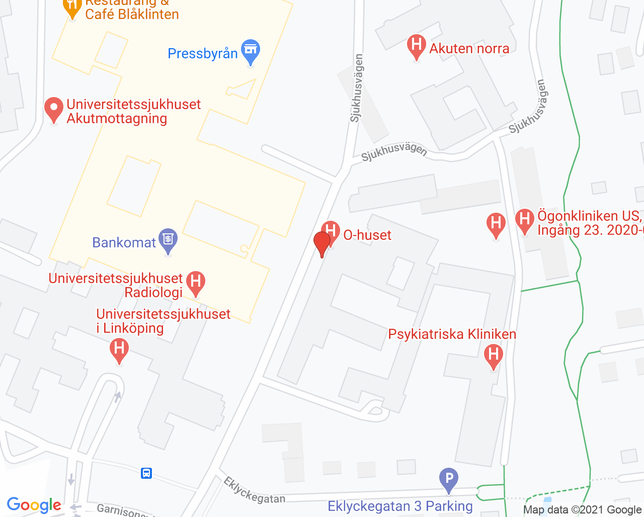 Karta till Lungmedicinska mottagningen, Lungmedicinska kliniken