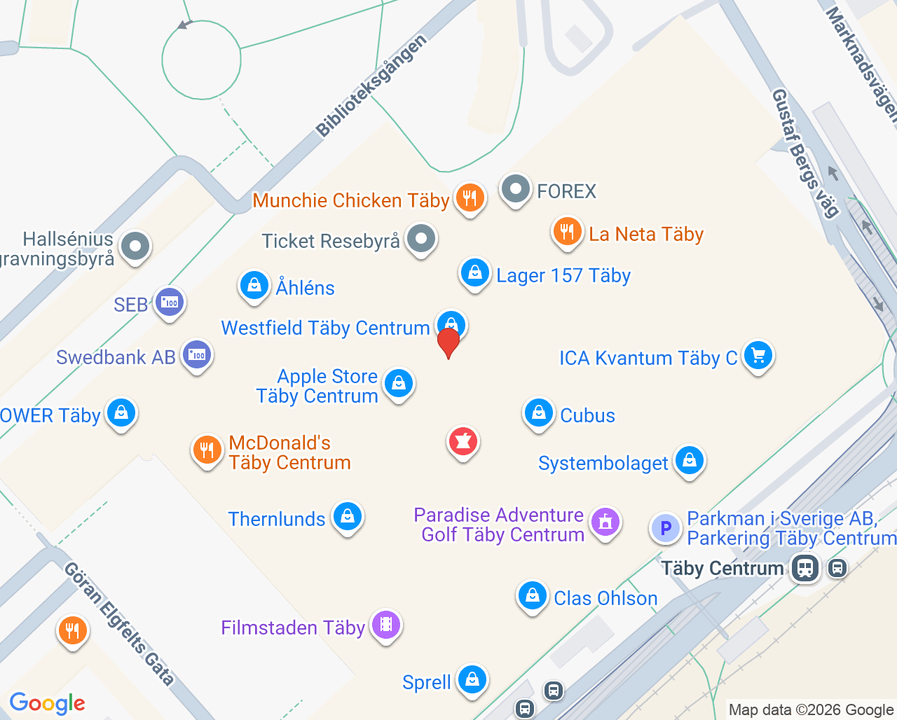 Karta till Tandläkargruppen Täby Centrum Tandläkare och Tandregl