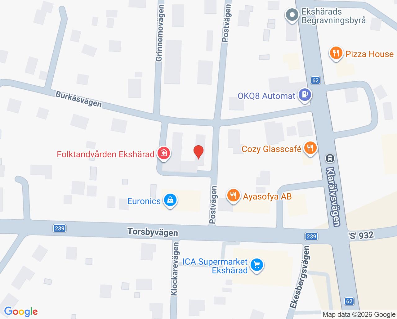Karta till Distriktssköterskemottagningen vårdcentralen Ekshärad