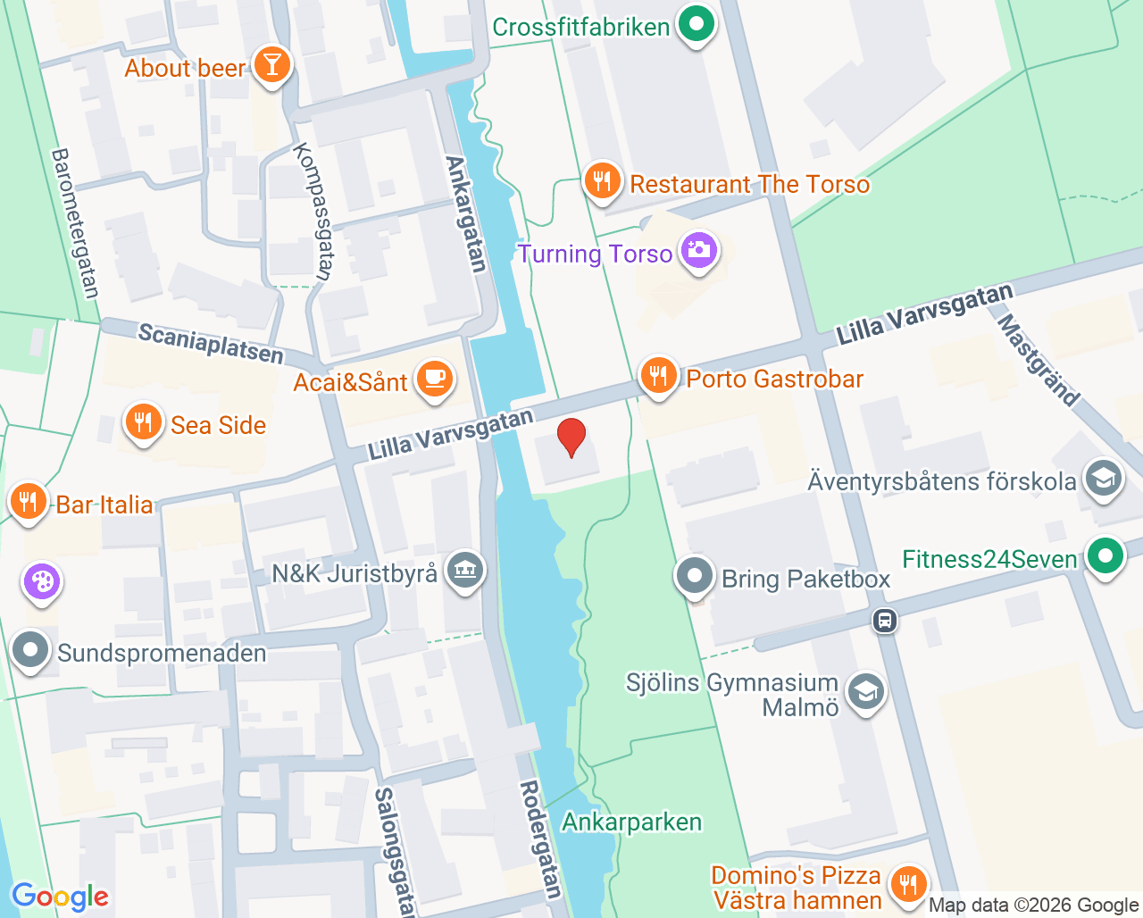 Karta till Specialistcenter Scandinavia Malmö