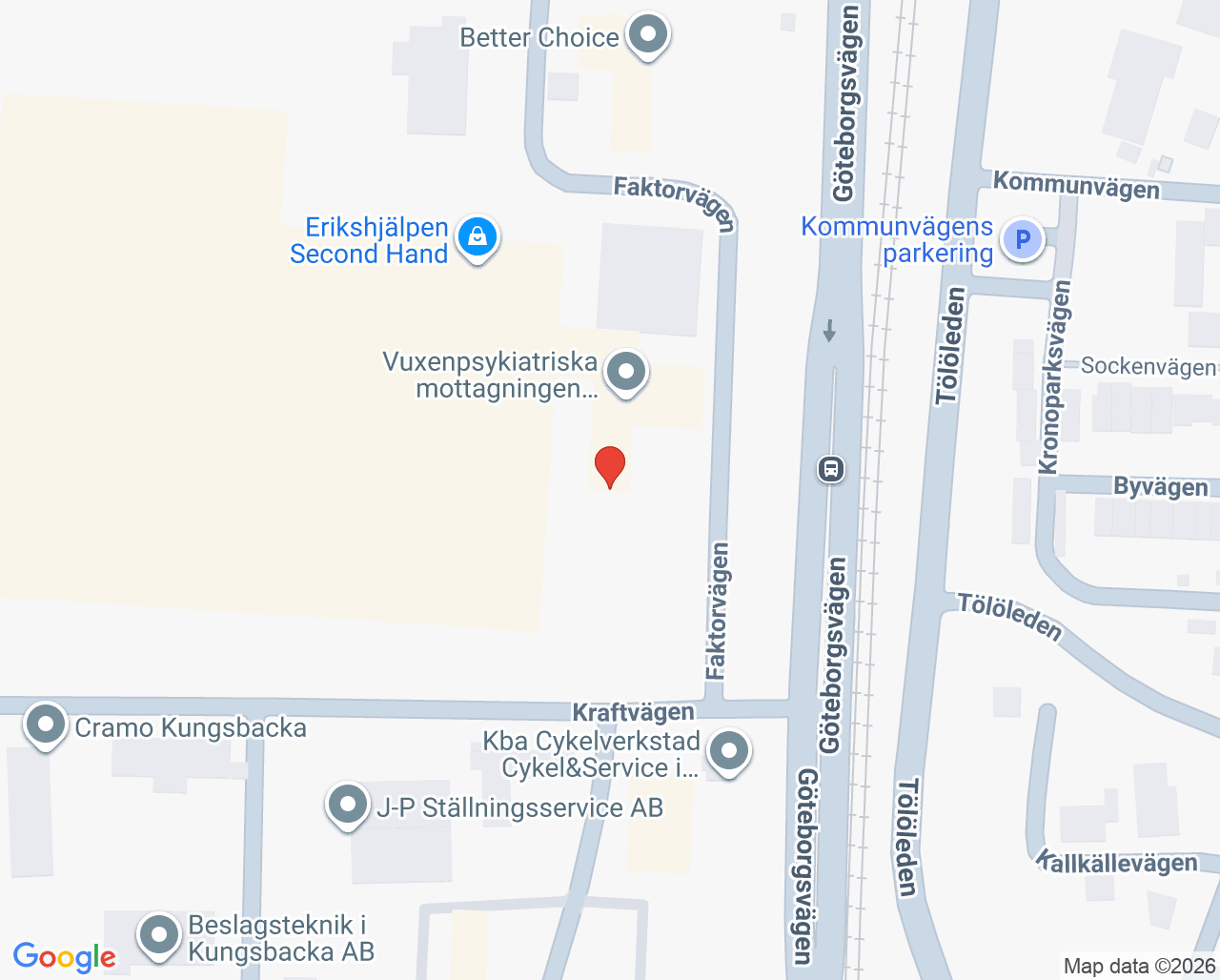 Karta till Vuxenpsykiatrimottagningen Kungsbacka