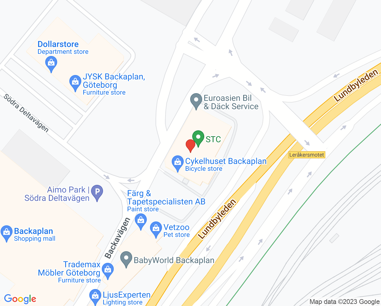 Karta till Läkarlabbet Göteborg Backaplan