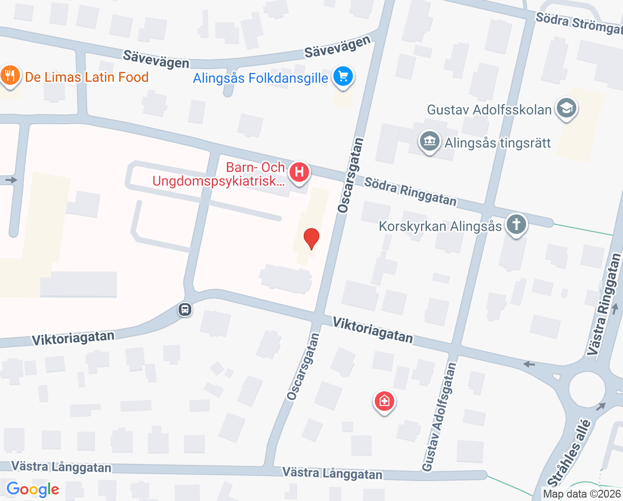 Karta till Alingsås barnmorskemottagning, Alingsås