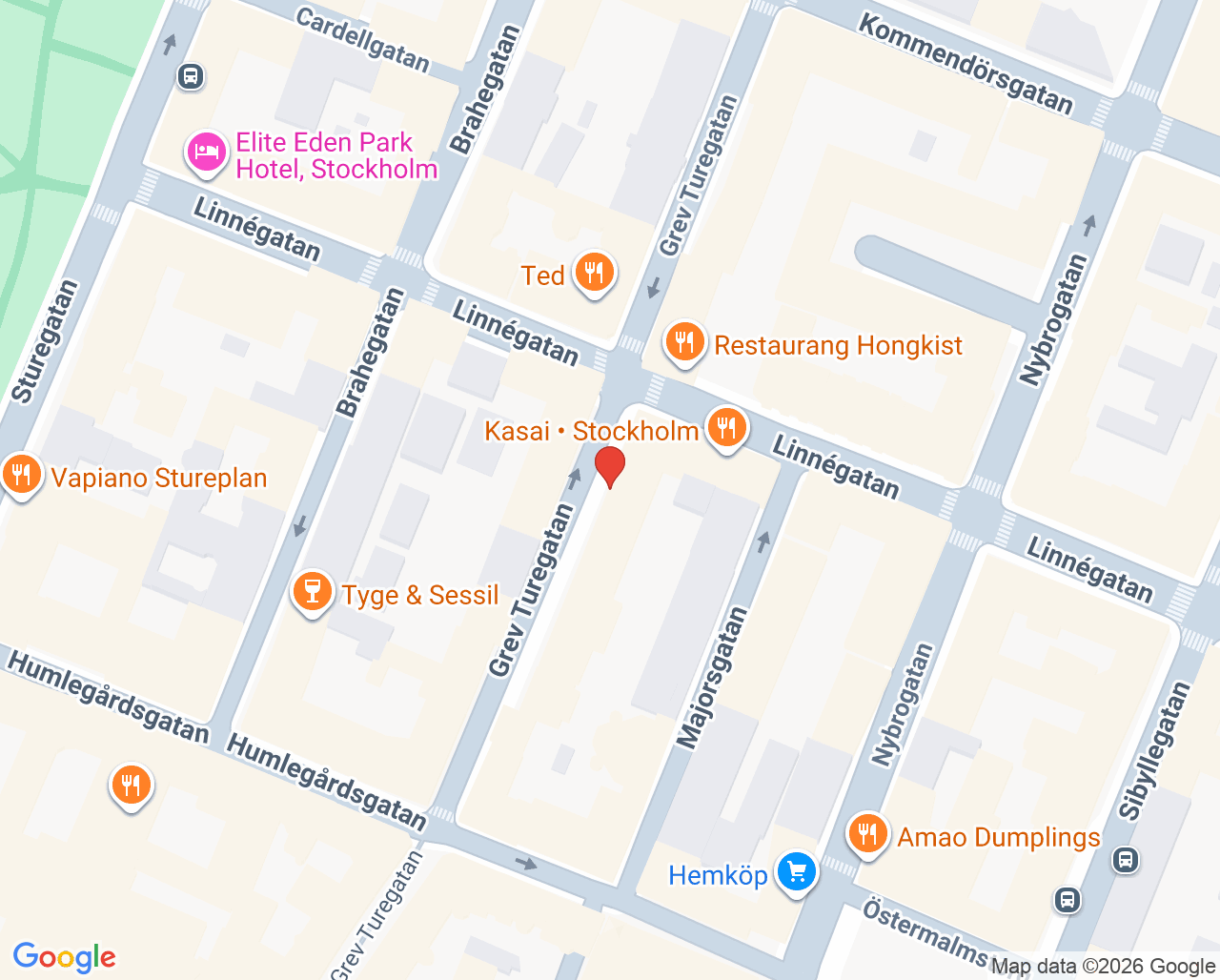 Karta till Feelgood Medical AB - Karin Diamant, Östermalm