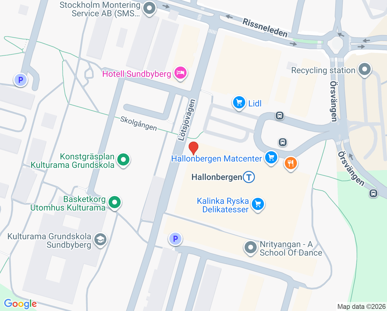 Karta till Hallonbergens vårdcentral