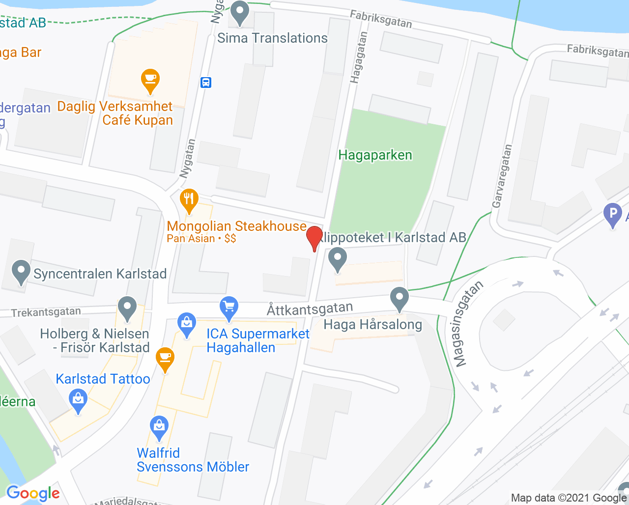 Karta till Vårdcentralen Åttkanten, Karlstad