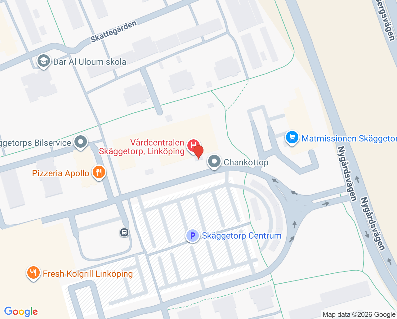 Karta till Folktandvården Skäggetorp, Linköping