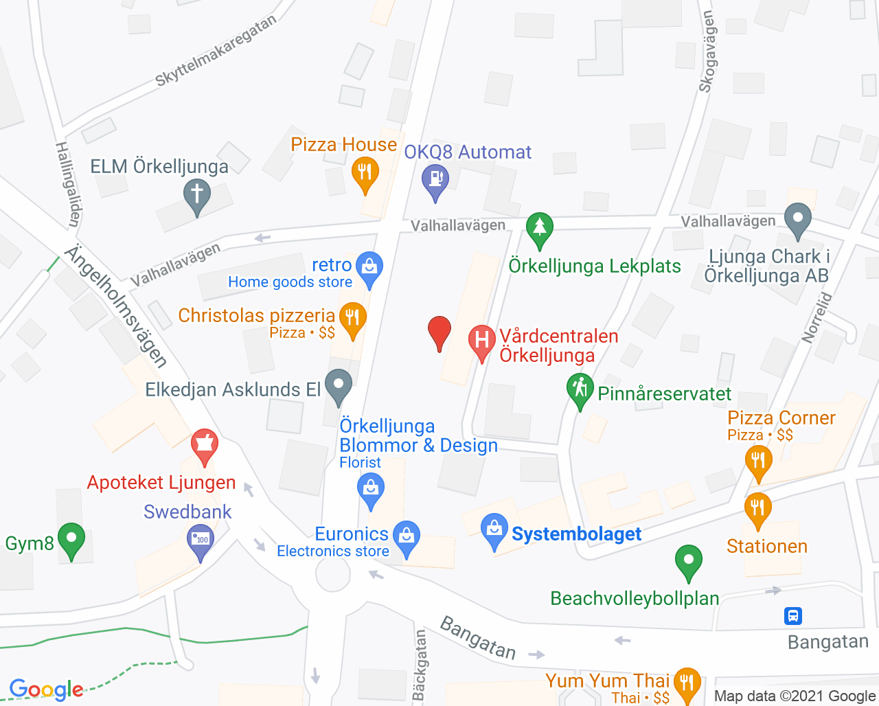 Karta till Vårdcentralen Örkelljunga