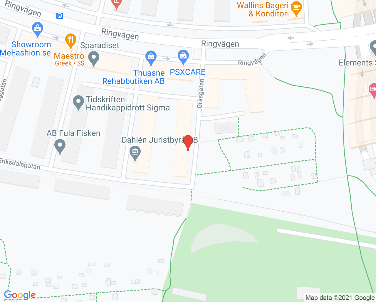 Karta till Psykolog & Psykoterapeut Kristina Larsen