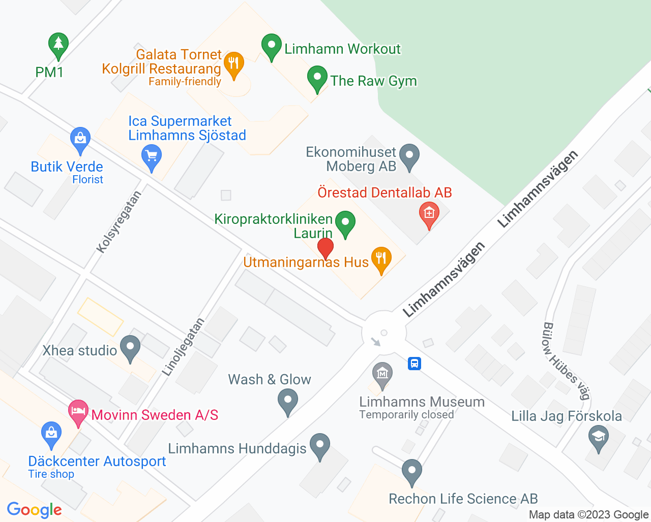 Karta till Hälsohuset Laurin Stefan Jensen, Limhamn
