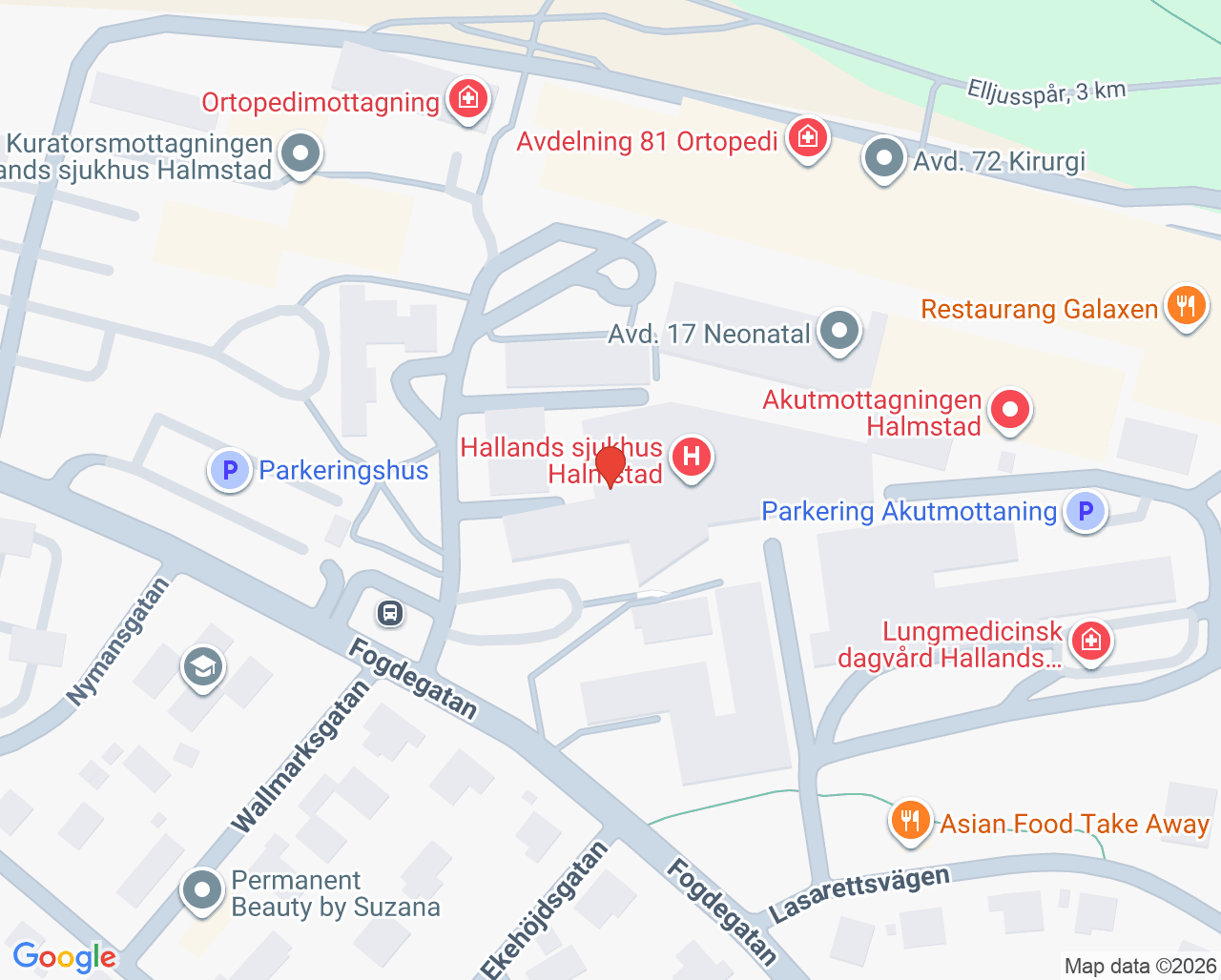 Karta till Operationsmottagningen KK Hallands sjukhus Halmstad
