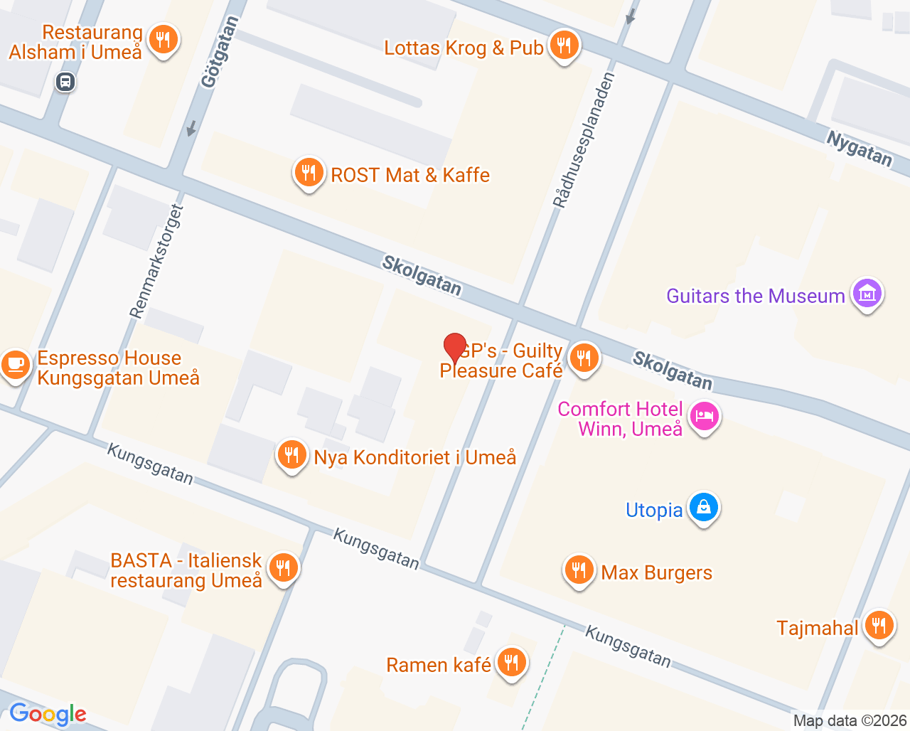 Karta till Ungdomsmottagning Umeå