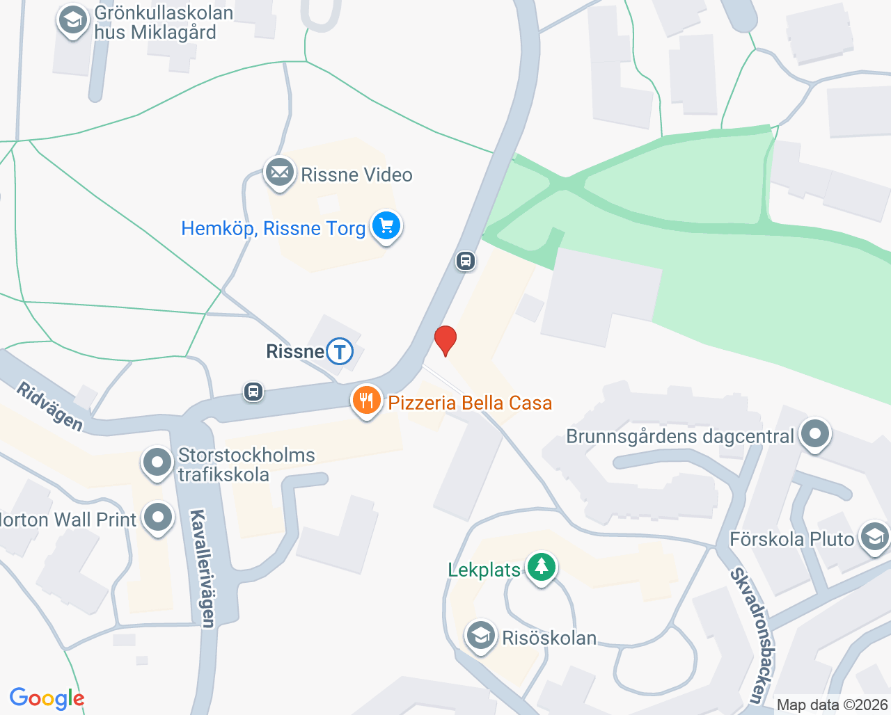 Karta till Rissne vårdcentral