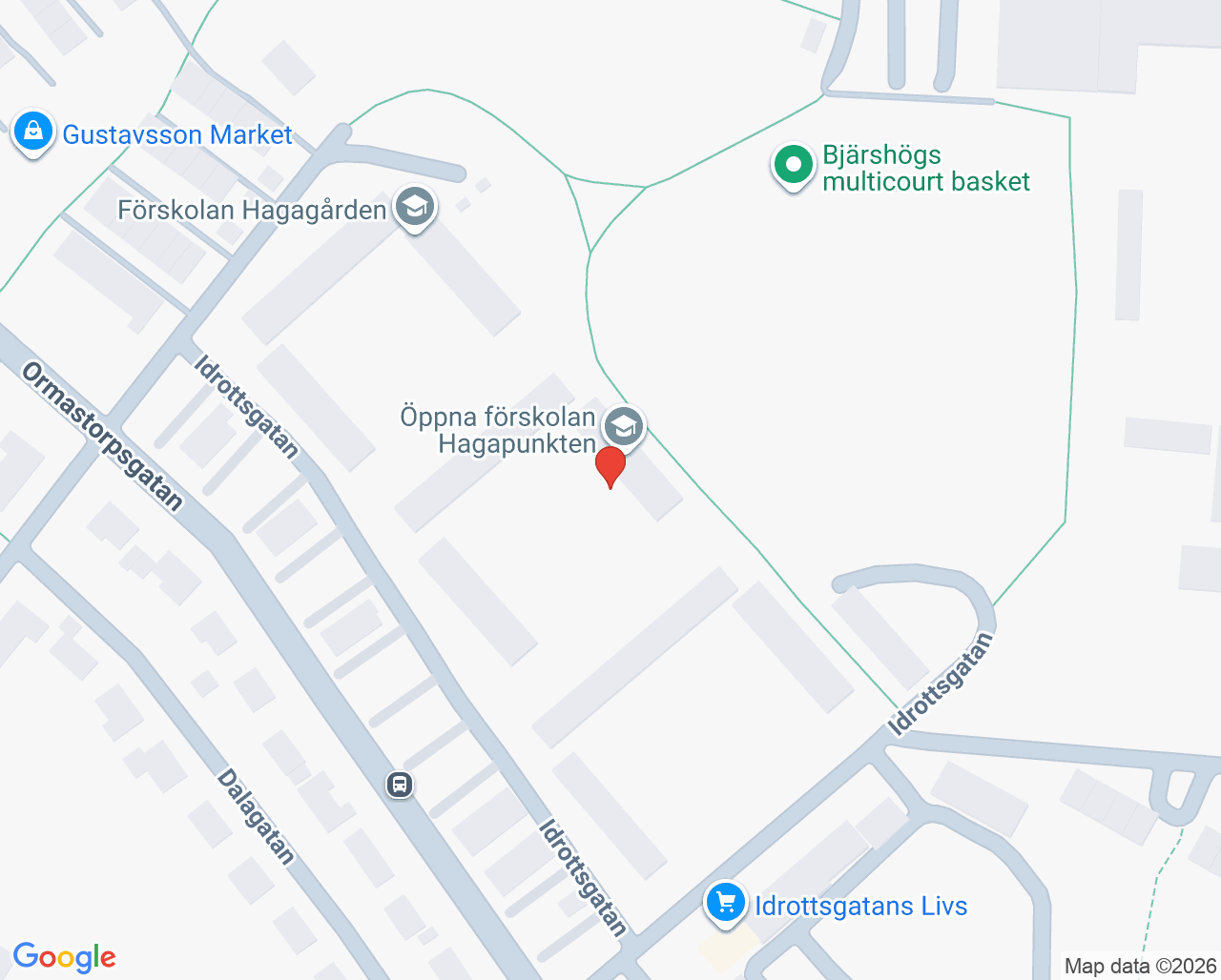 Karta till Barnavårdscentralen Åstorp filial Hagapunkten Åstorp
