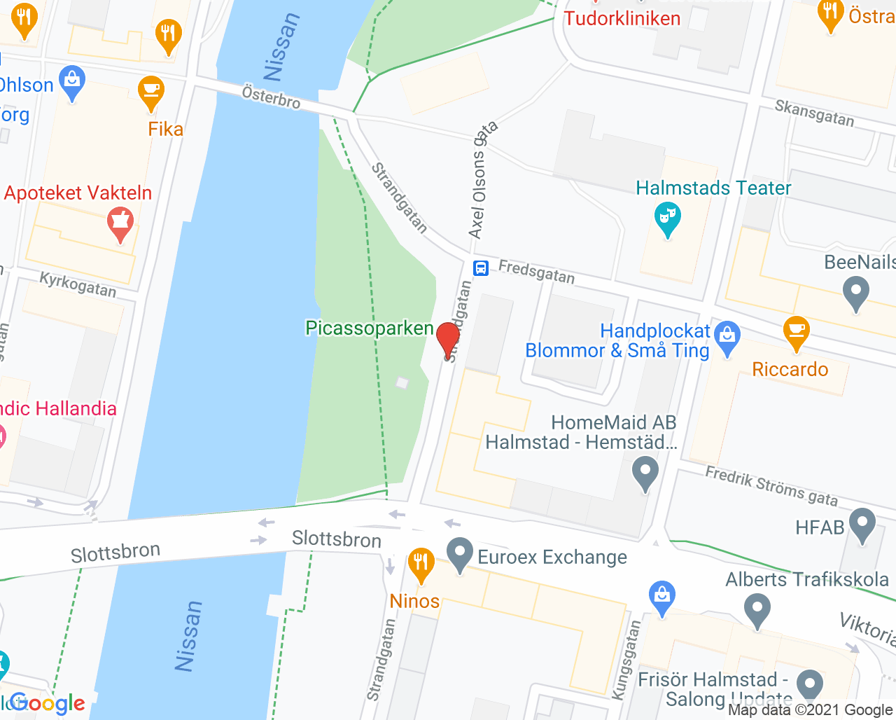 Karta till Arbetsterapin Viktoriakliniken Nissan, Halmstad