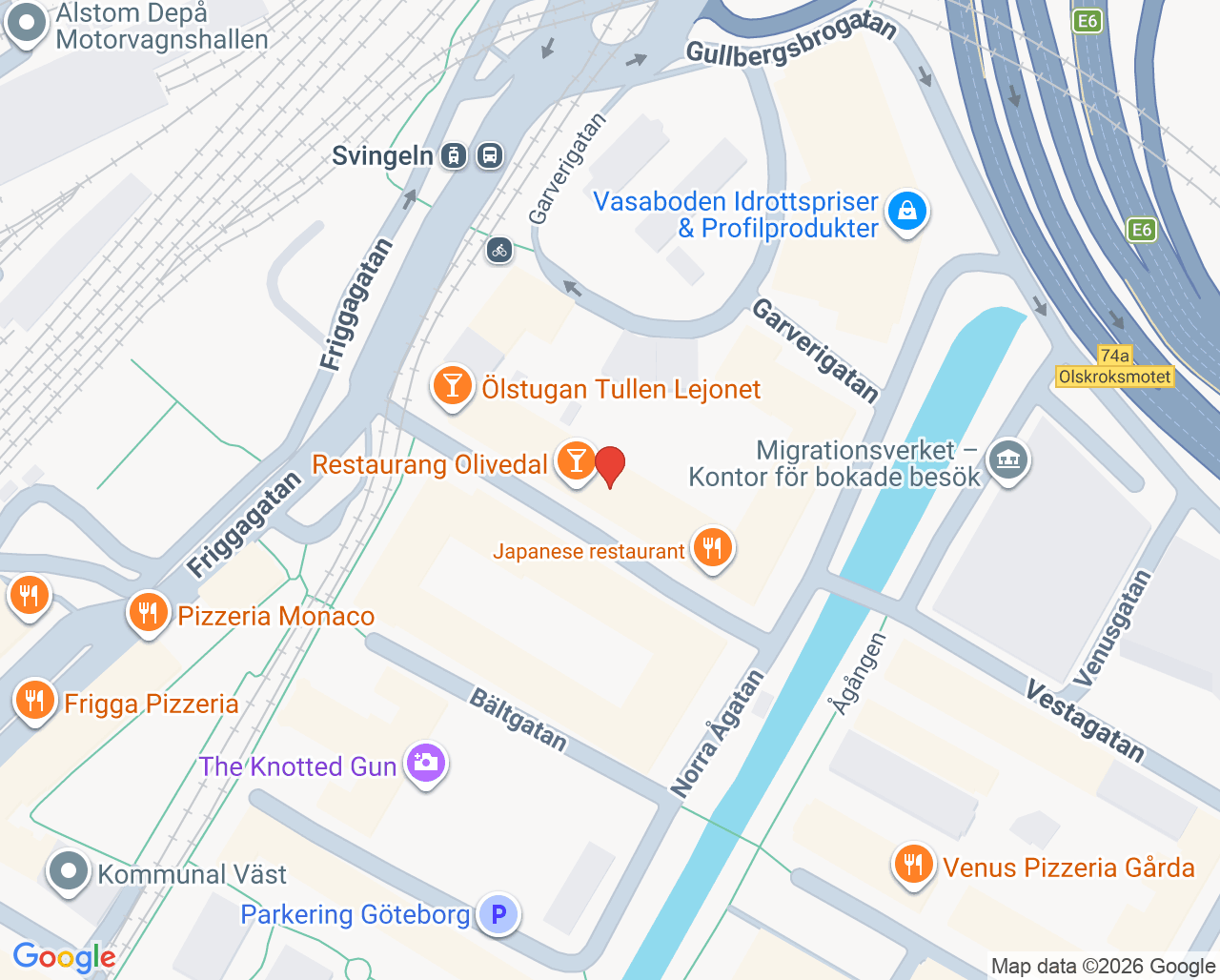Karta till Akutkliniken Svingeln, Göteborg