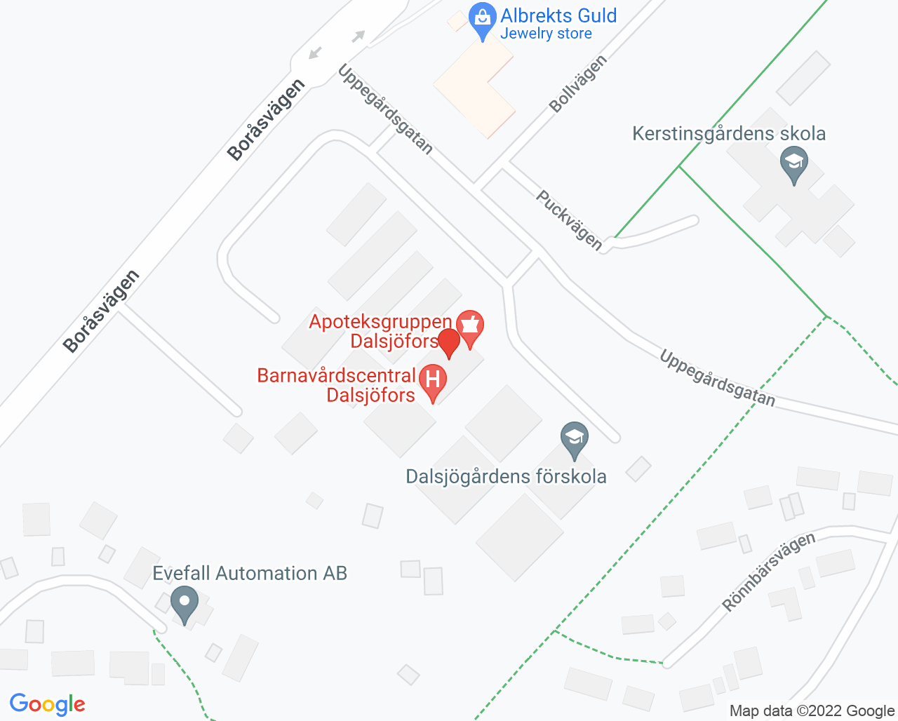 Karta till Närhälsan Dalsjöfors vårdcentral, Dalsjöfors