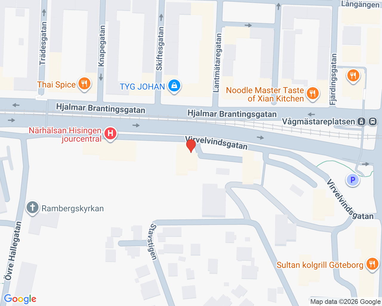 Karta till Brämaregården barnmorskemottagning, Göteborg
