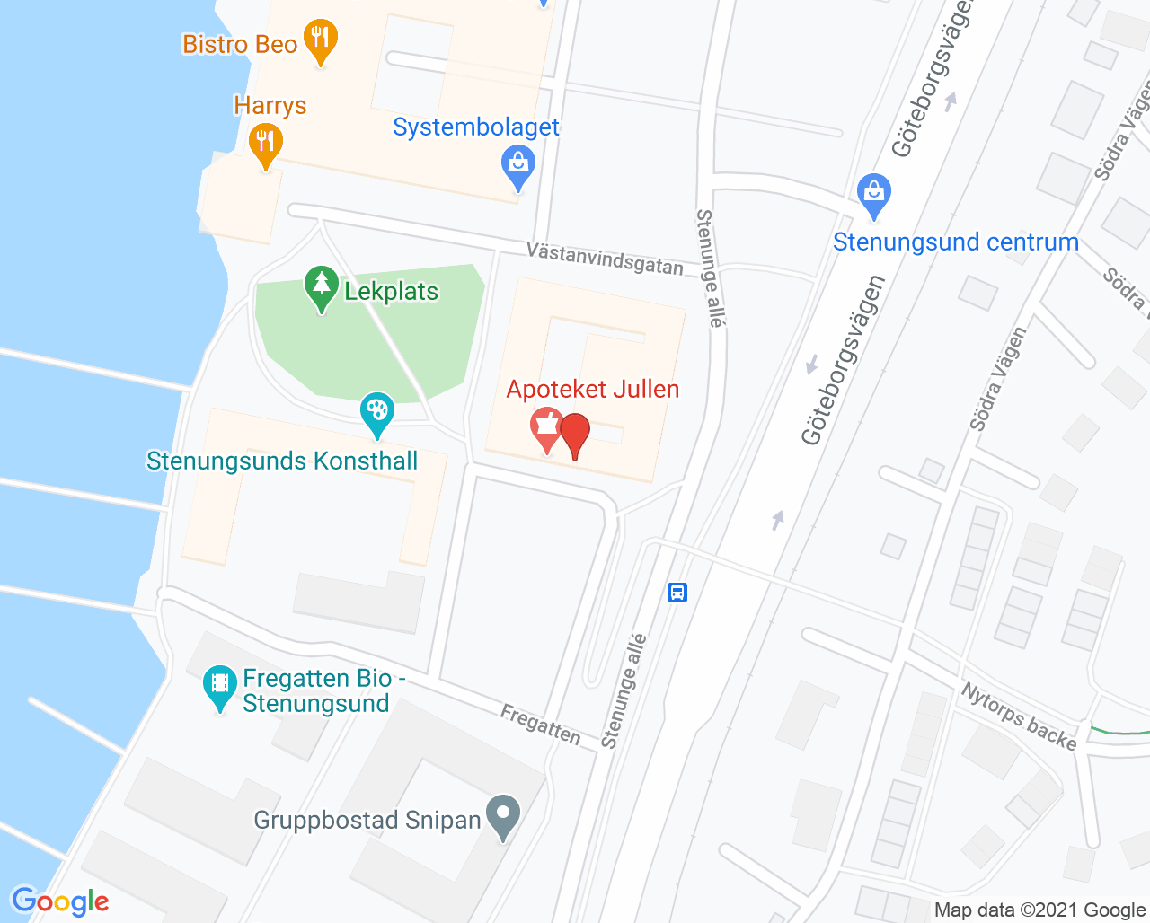 Karta till Närhälsan Stenungsund vårdcentral - psykisk hälsa, Stenungsund