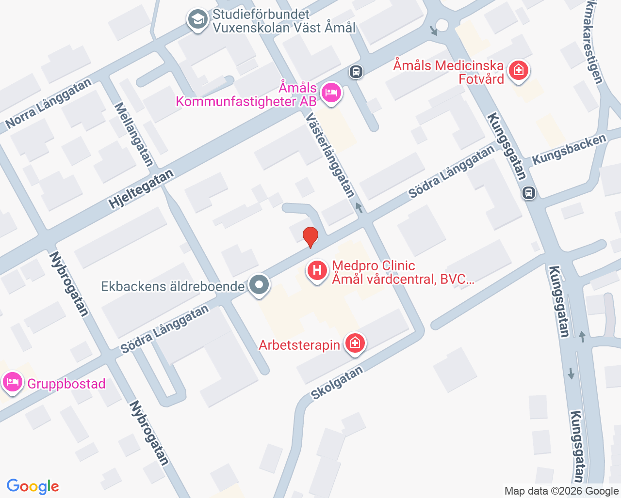 Karta till Närhälsan Åmål rehabmottagning, Åmål