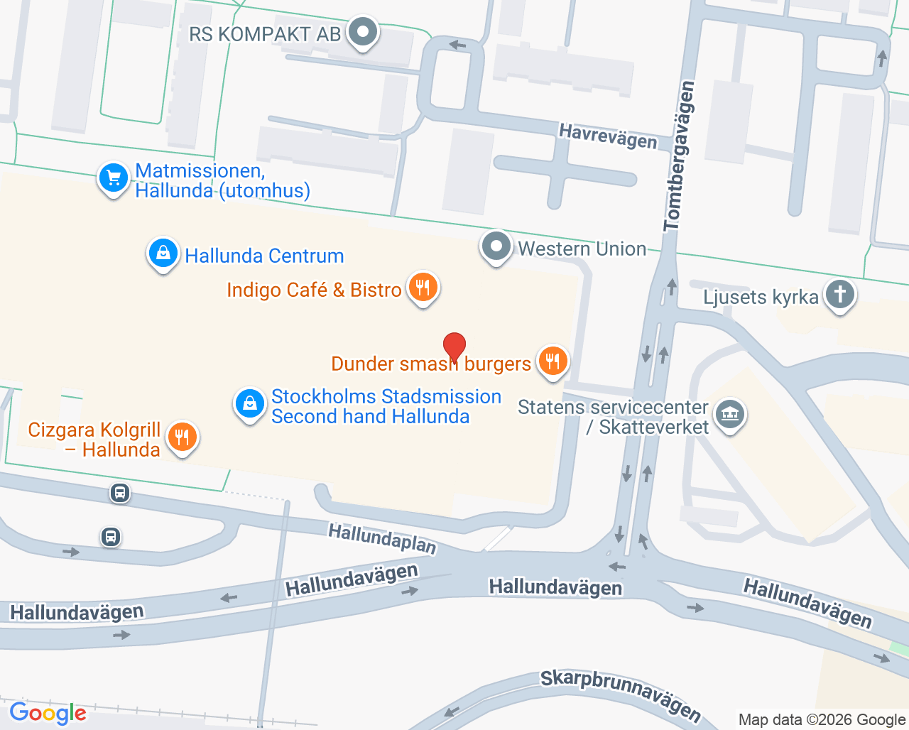 Karta till Folktandvården Hallunda, Botkyrka
