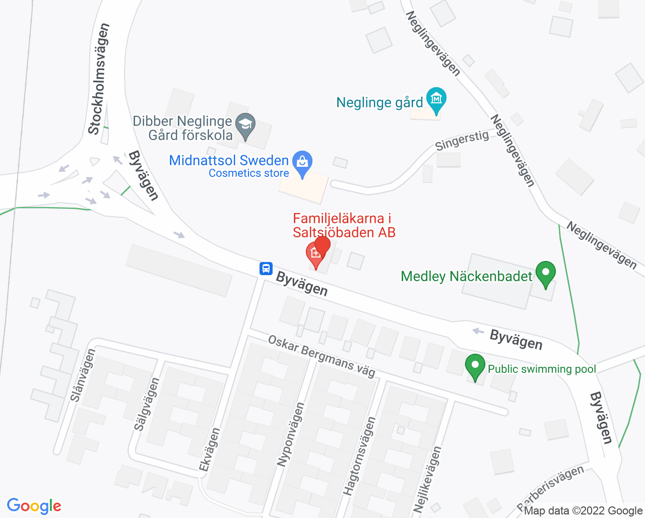 Karta till Familjeläkarna i Saltsjöbaden BVC
