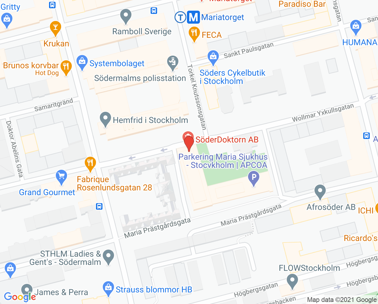 Karta till Vital Stockholm Mariatorget