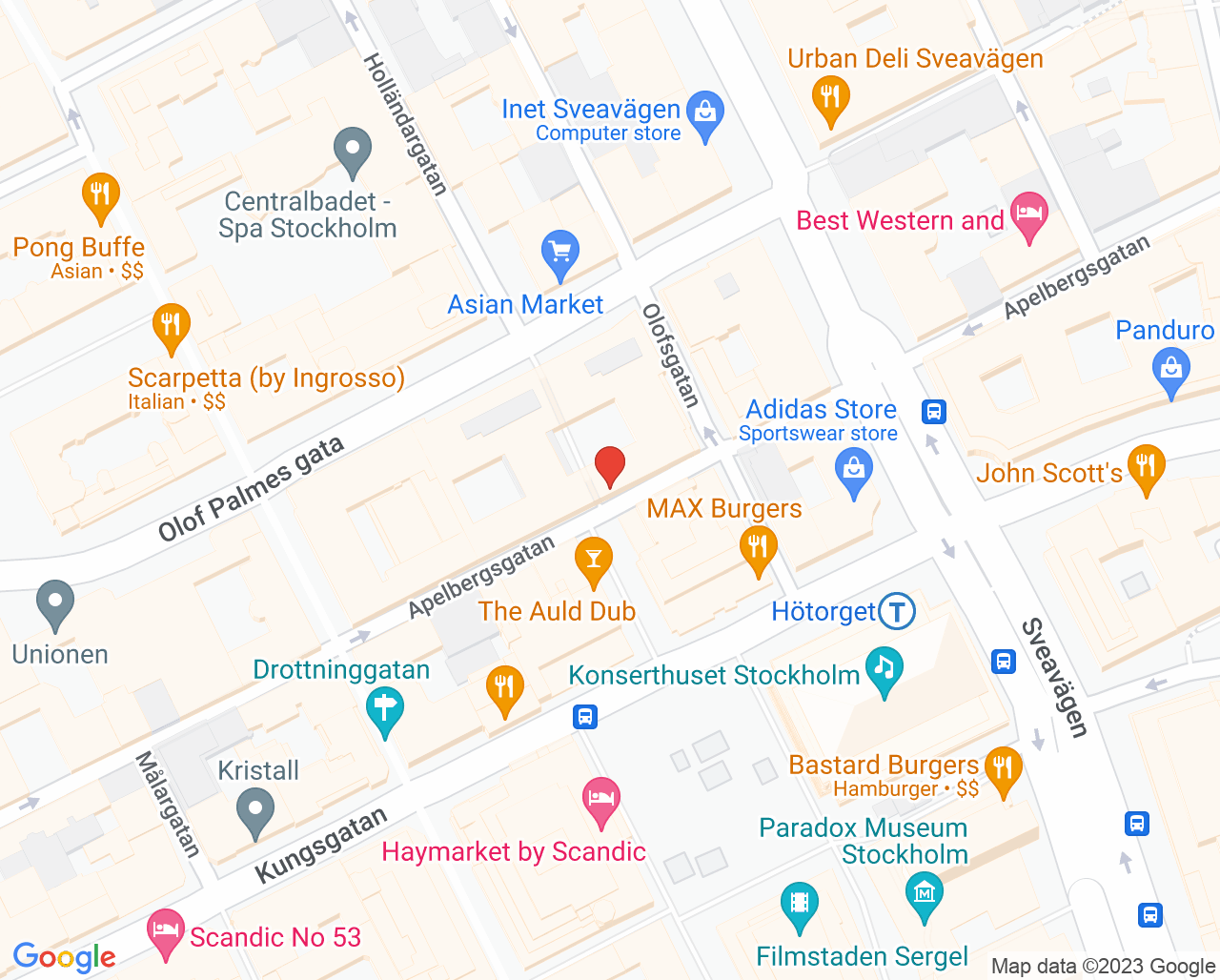 Karta till Vital Stockholm Hötorget