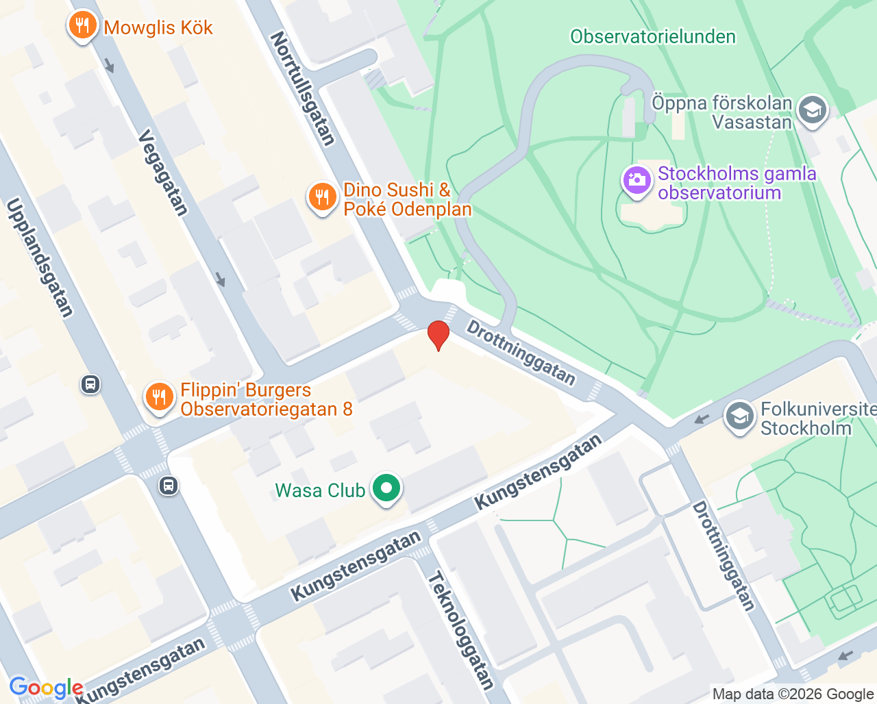 Karta till Åderbråcksklinikerna Stockholm