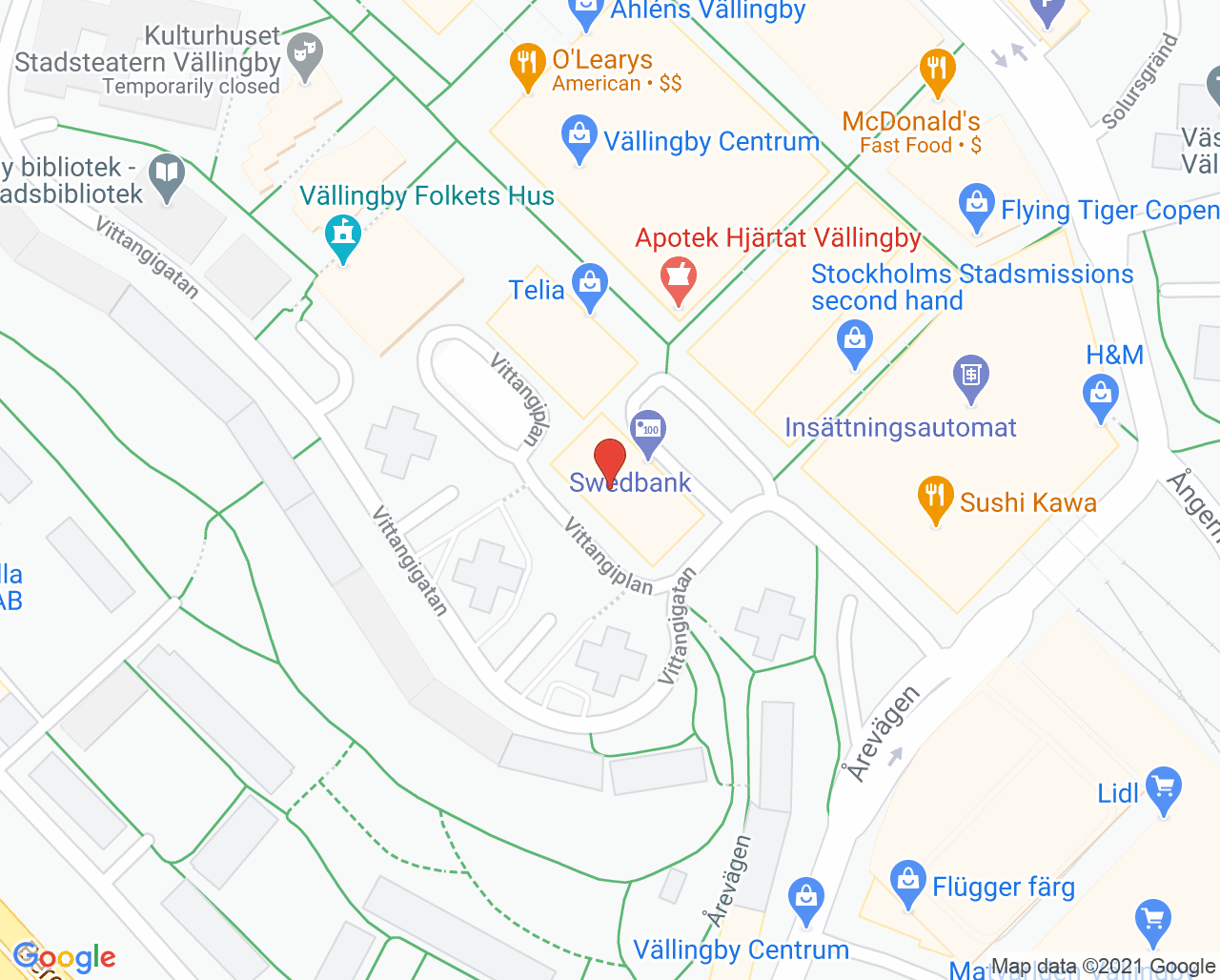 Karta till Synsam Vällingby