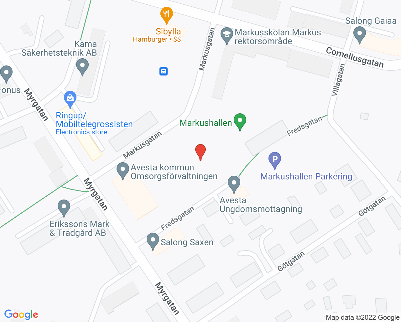 Karta till Samtalsmottagning barn och unga Avesta