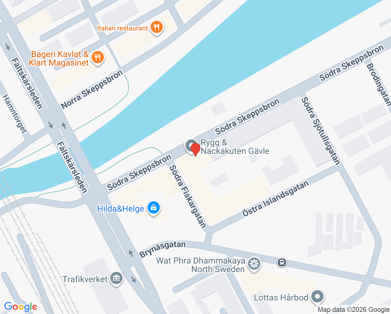 Karta till Åderbråcksklinikerna Gävle