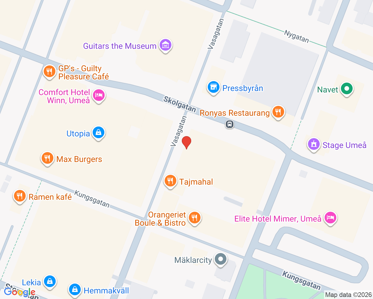 Karta till Svea KBT Umeå City
