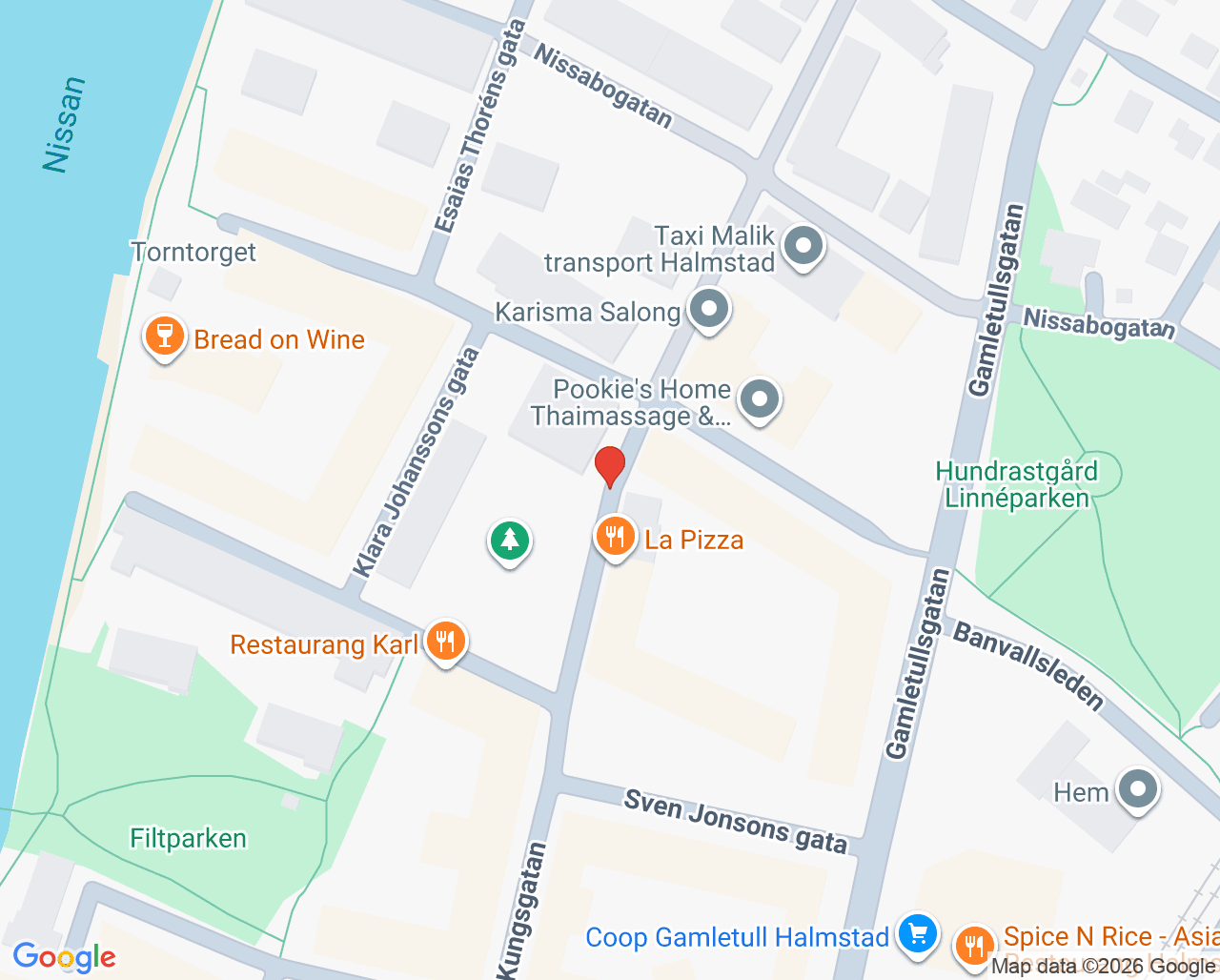 Karta till Boende och korttid, Halmstad