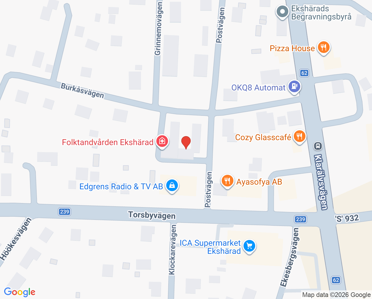 Karta till Folktandvården Ekshärad