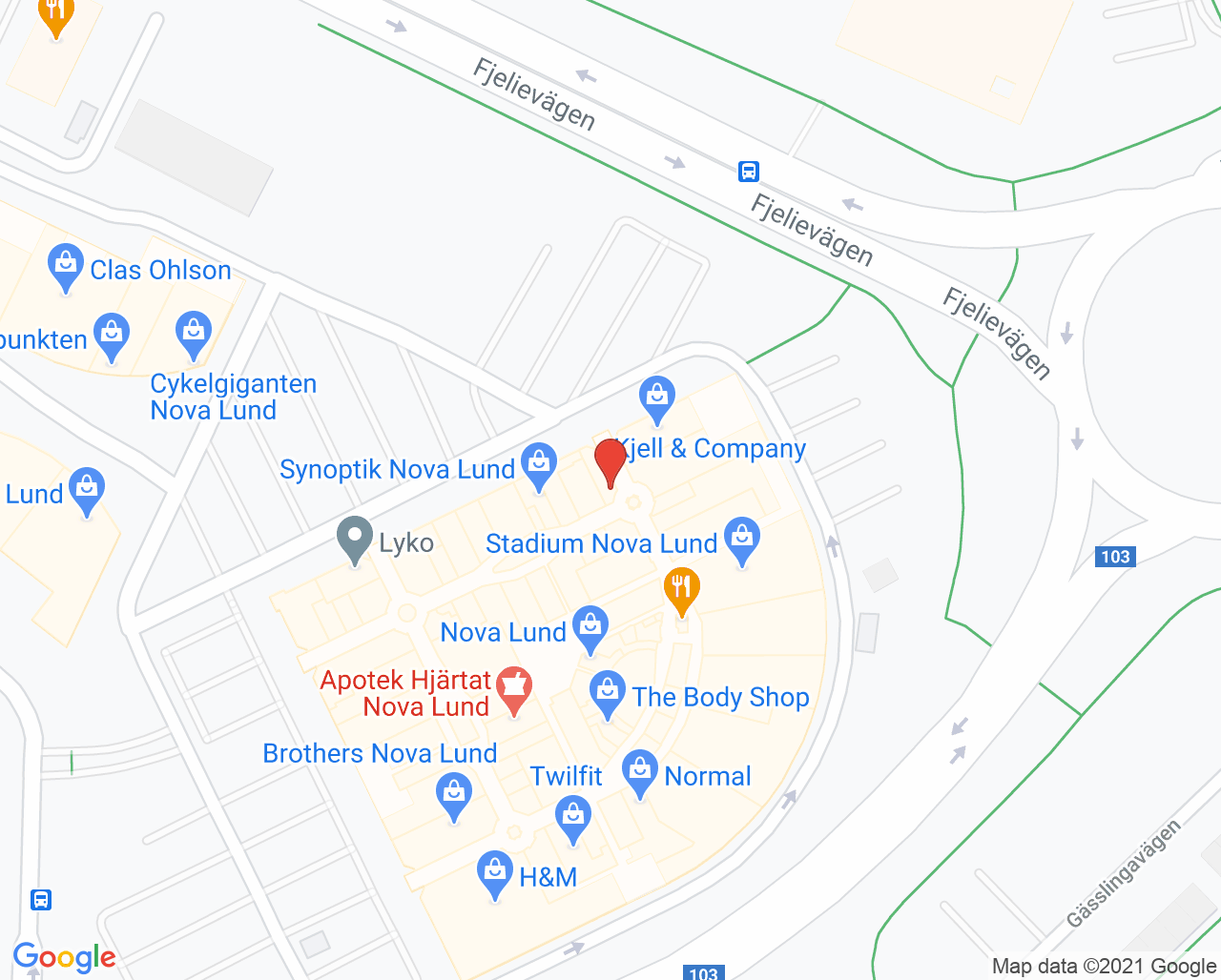 Karta till Synsam Nova Lund