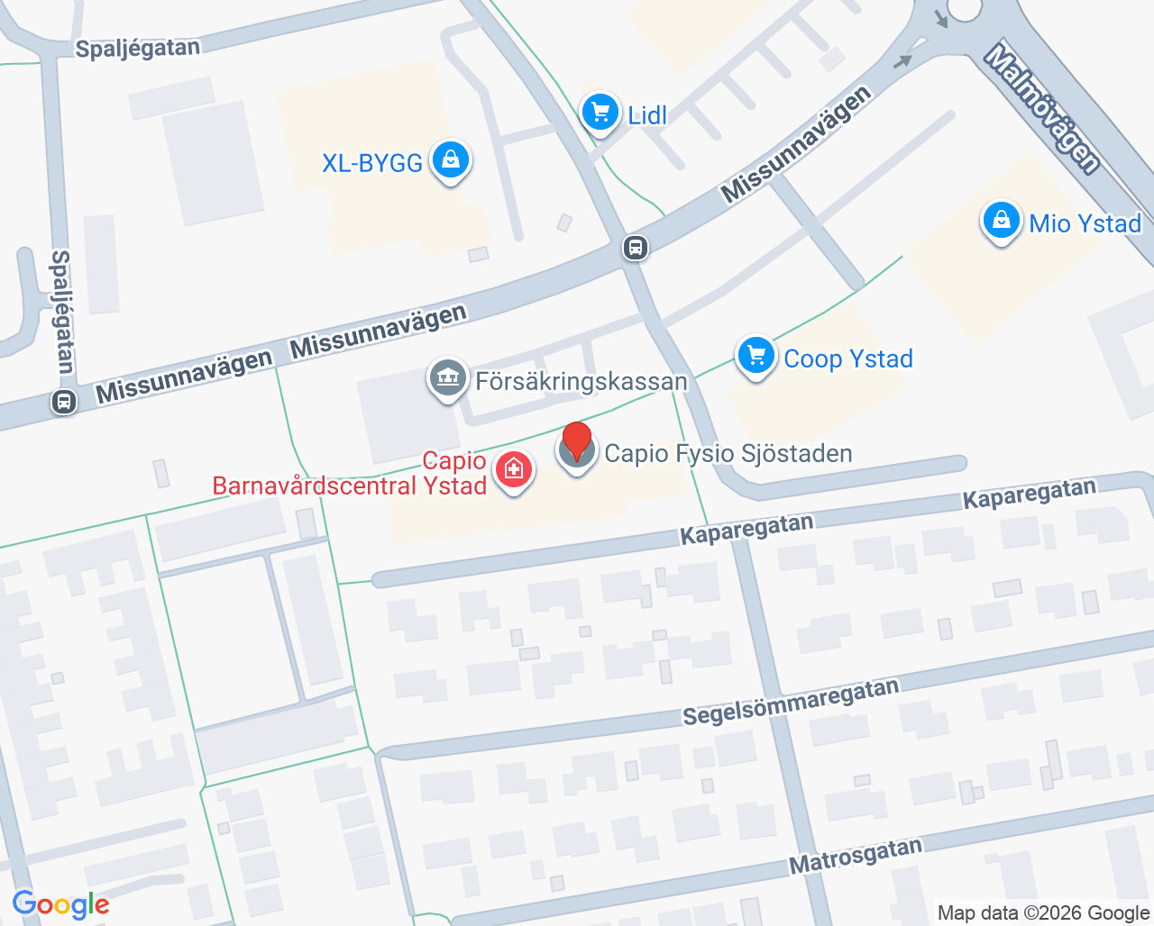 Karta till Capio Vårdcentral Ystad