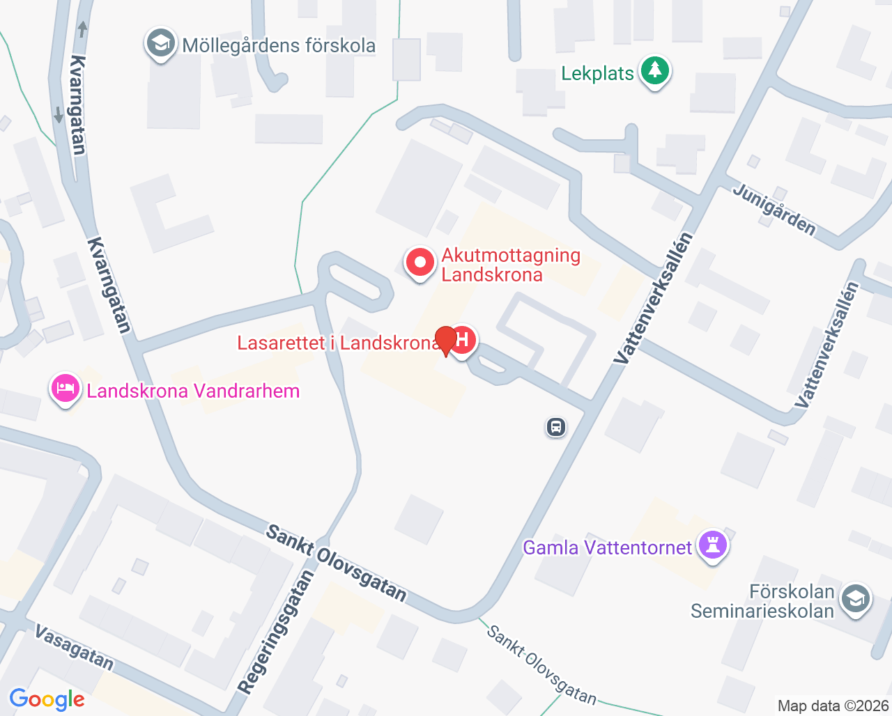 Karta till Röntgen Landskrona