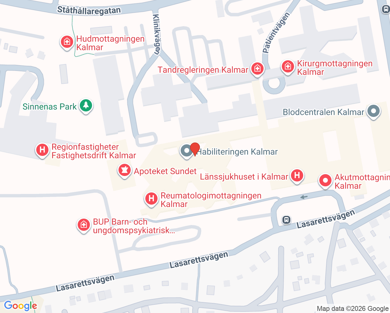 Karta till Ortopedavdelning 16 Kalmar