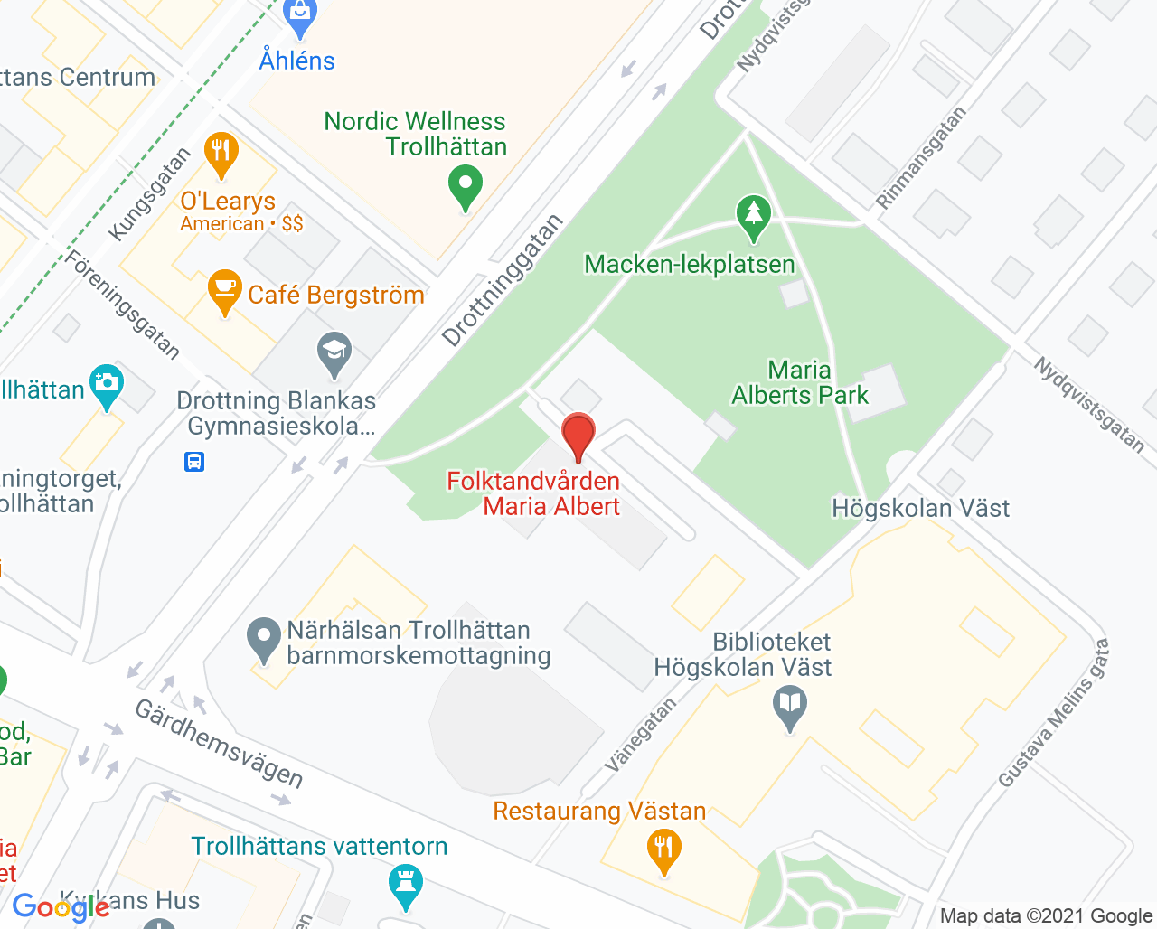 Karta till Liva Gynekologmottagning, Trollhättan