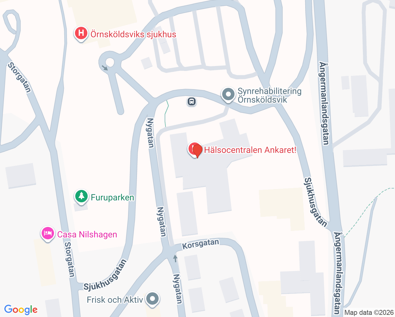 Karta till Palliativ medicin Örnsköldsvik