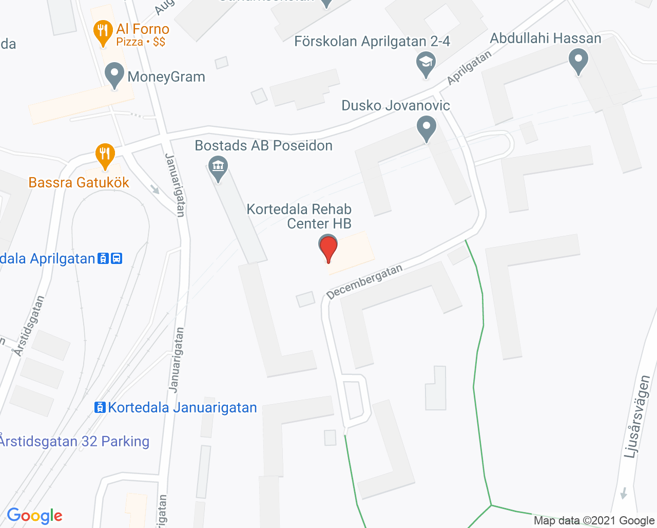Karta till Kortedala Rehab Center, Göteborg