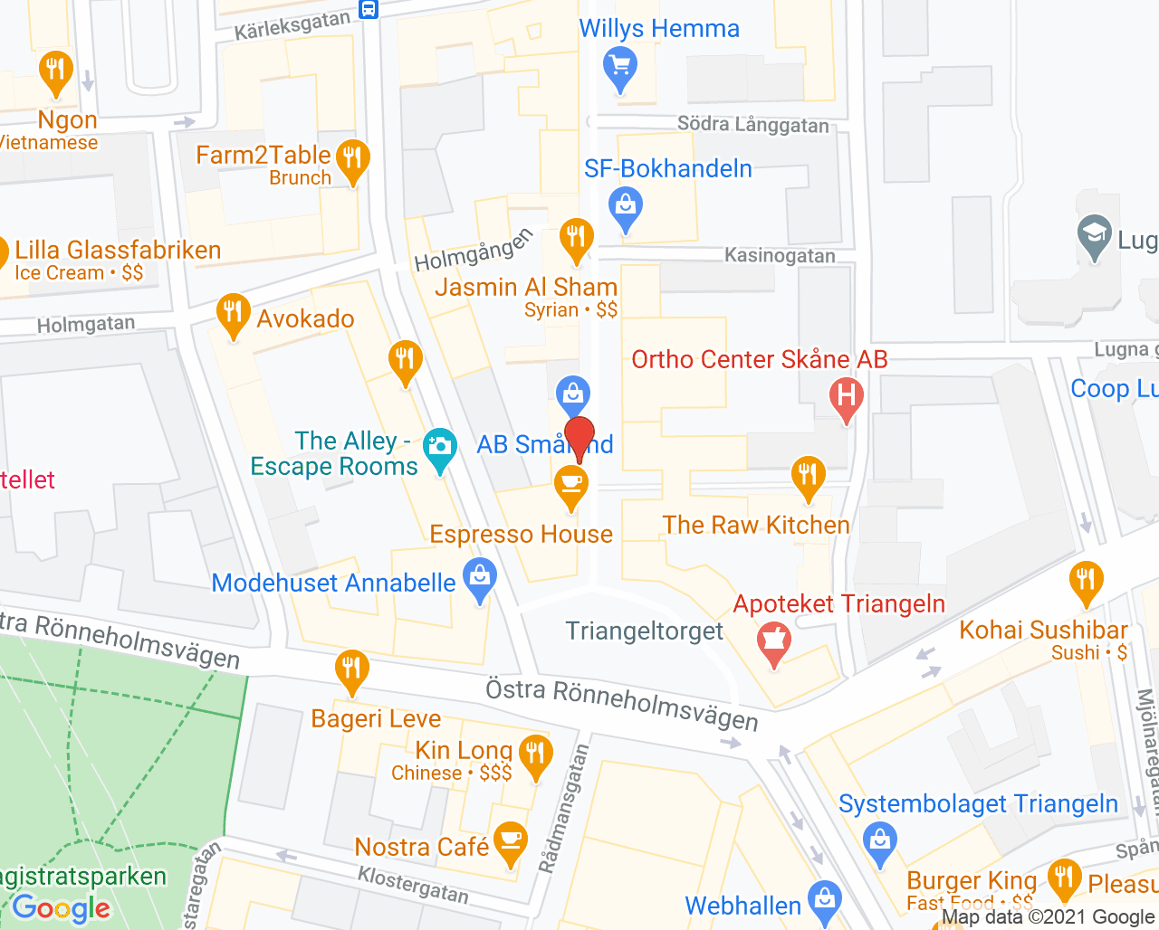 Karta till Synsam Malmö Gågatan