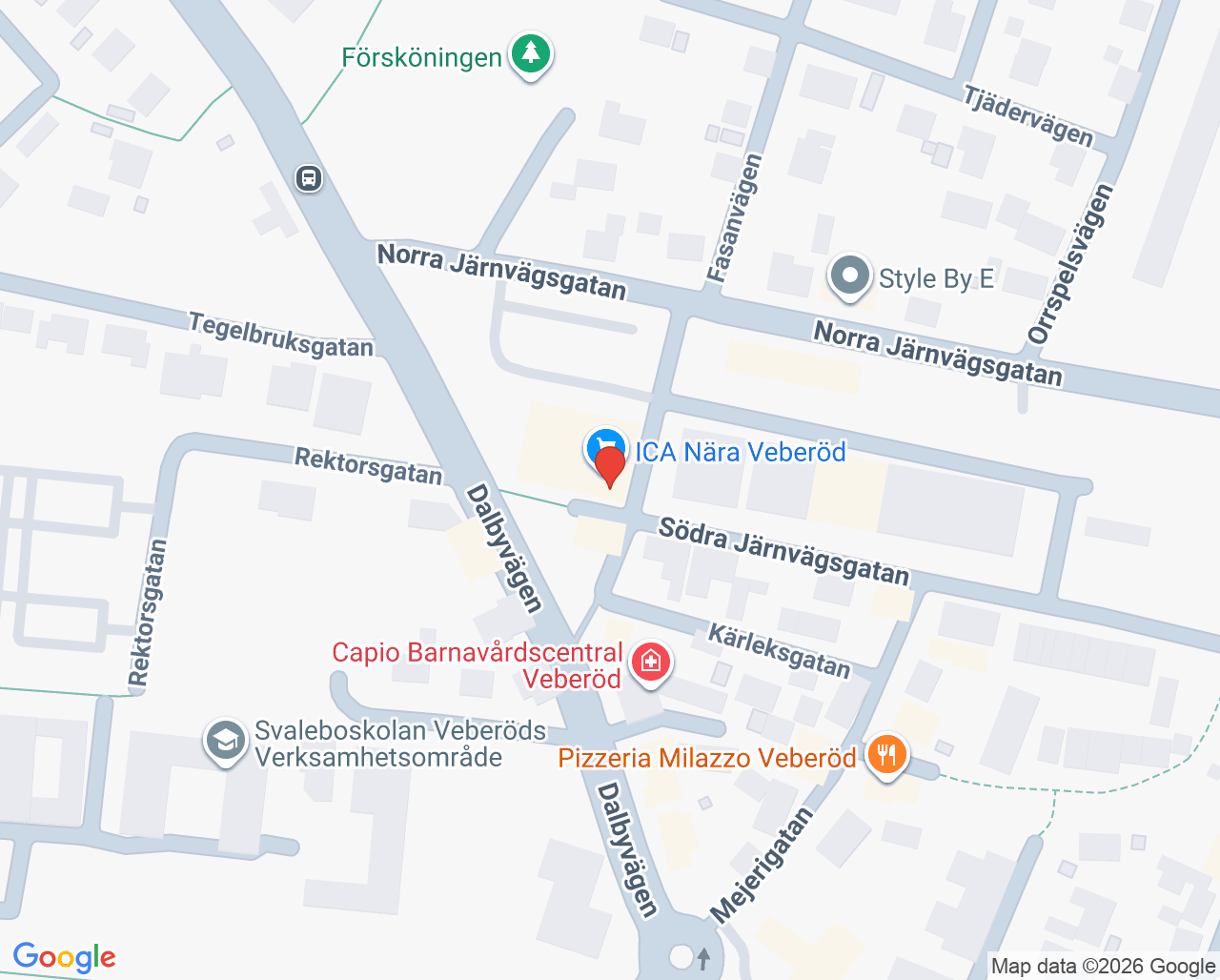 Karta till Capio Vårdcentral Veberöd