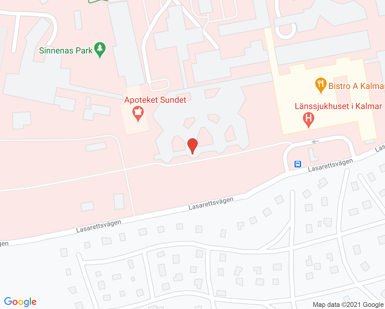 Karta till Ortopedmottagningen Kalmar